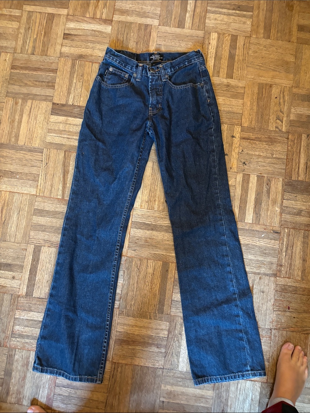 Wide-Leg Women's Jeans — Deep Blue Flare waist measures 26 inches